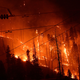 Pine trees burn on a hillside at the Dixie Fire, in Twain, California on July 26, 2021.